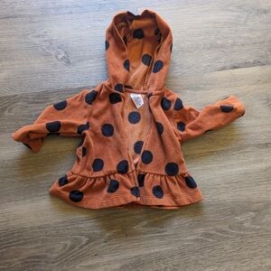 Carter's Orange and Black Polka Dot Fleece Ruffled Jacket 0-3 Months